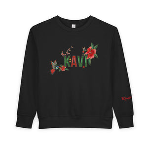 Toddler Sweatshirt — Colorful Floral Name Crewneck (Custom Kavi)