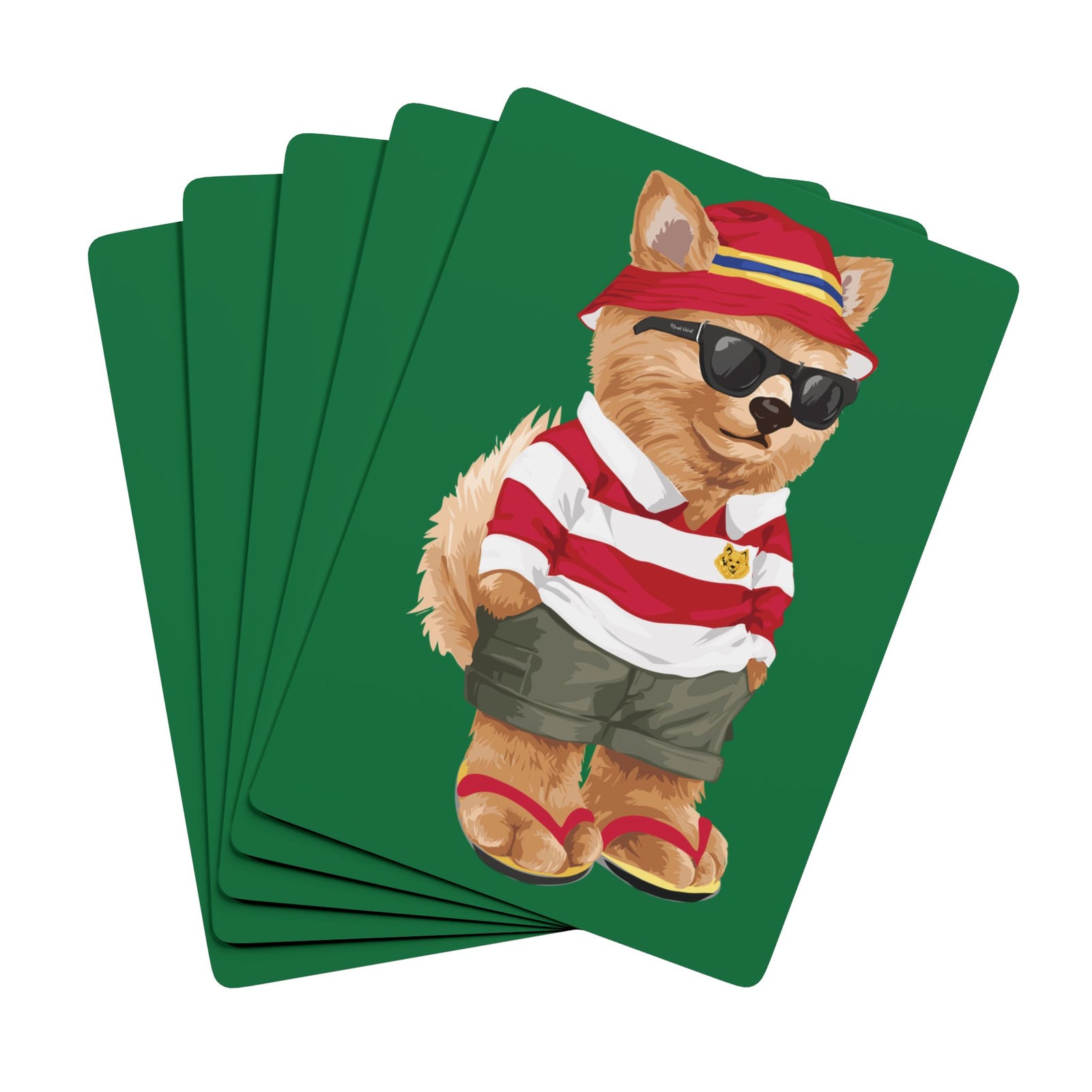 Kavi Green Poker Playing Cards — Novelty Deck with Stylish Canine Illustration