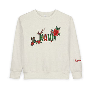 Toddler Sweatshirt — Colorful Floral Name Crewneck (Custom Kavi)
