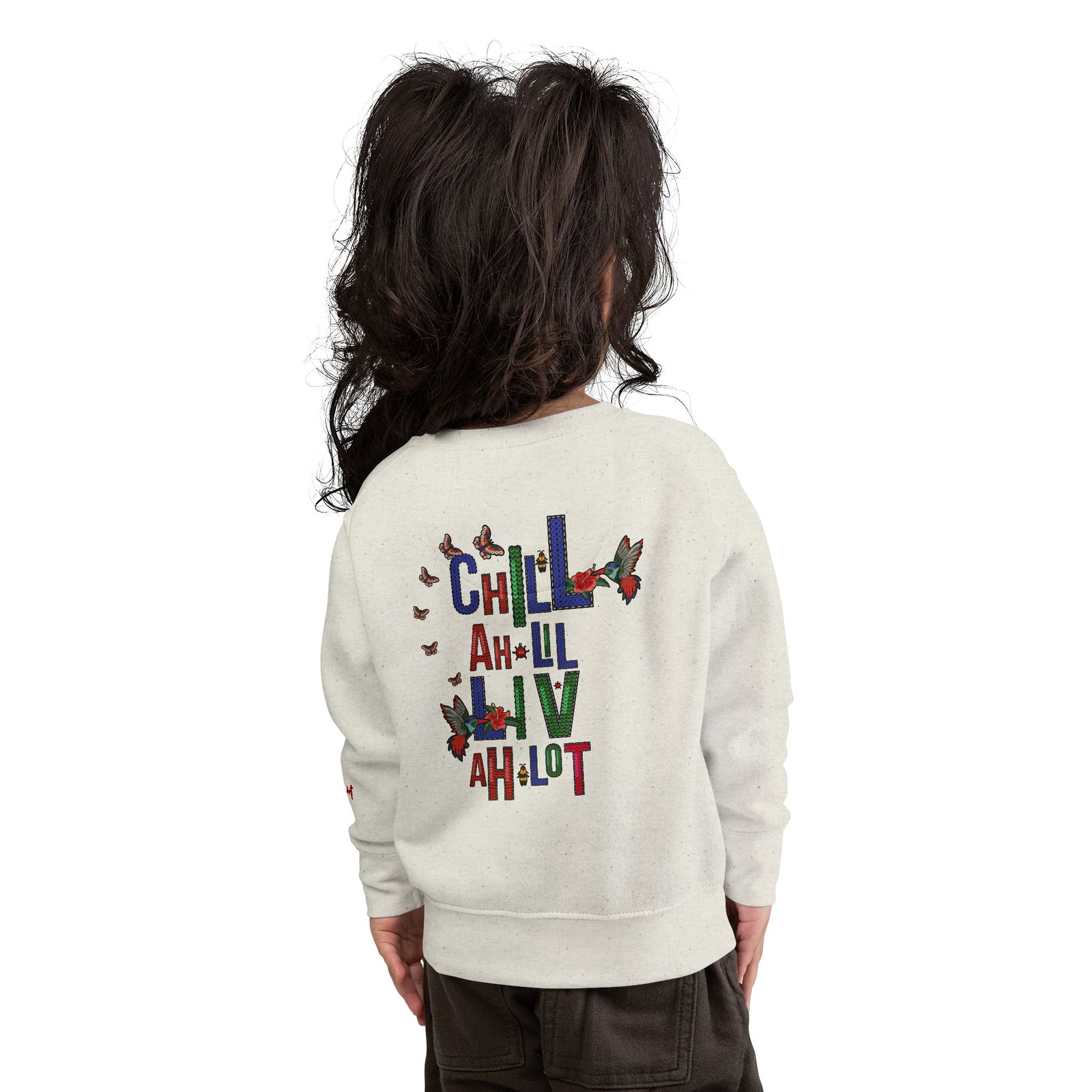 Toddler Sweatshirt — Colorful Floral Name Crewneck (Custom Kavi)