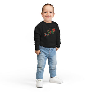 Toddler Sweatshirt — Colorful Floral Name Crewneck (Custom Kavi)