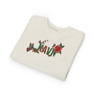 Toddler Sweatshirt — Colorful Floral Name Crewneck (Custom Kavi)