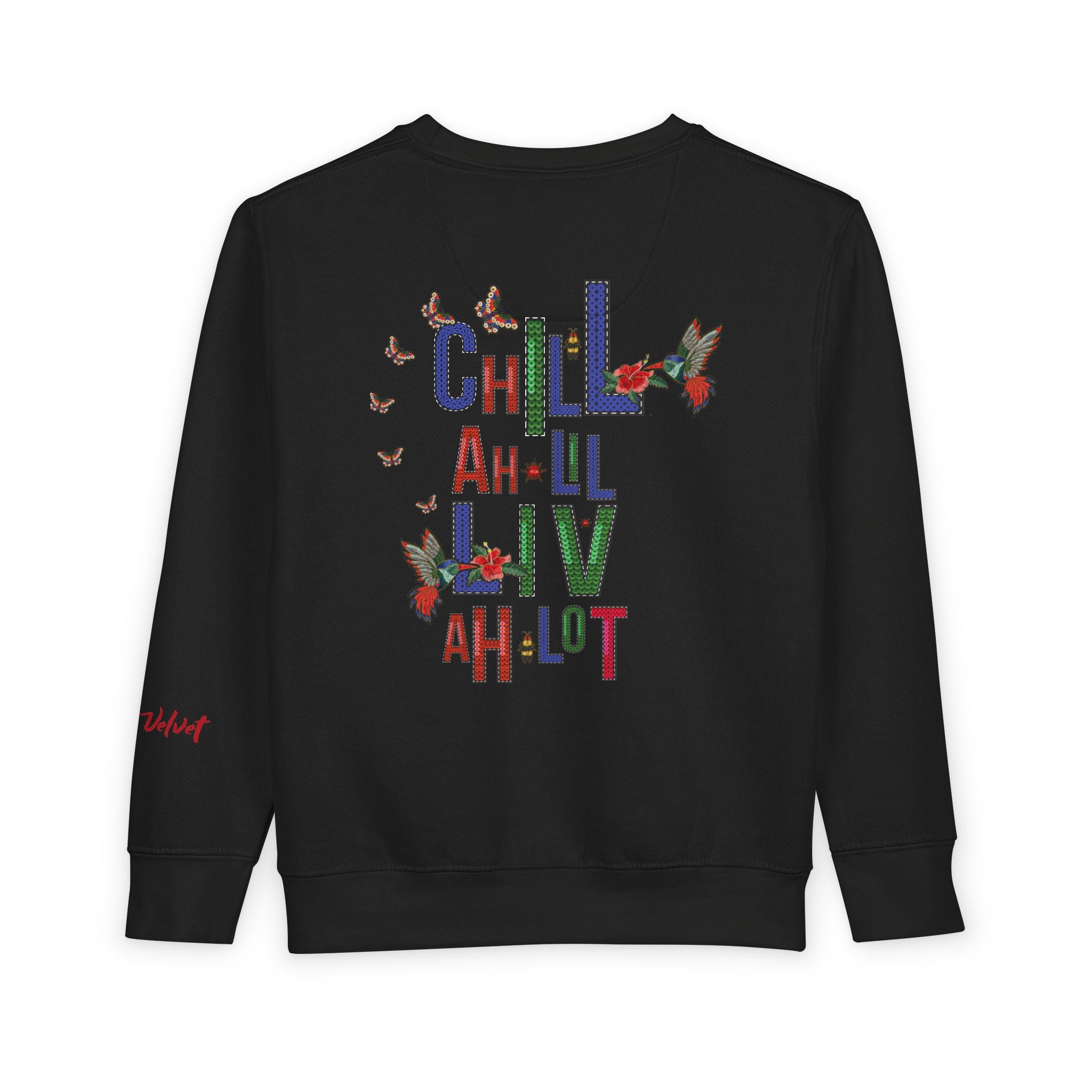 Toddler Sweatshirt — Colorful Floral Name Crewneck (Custom Kavi)