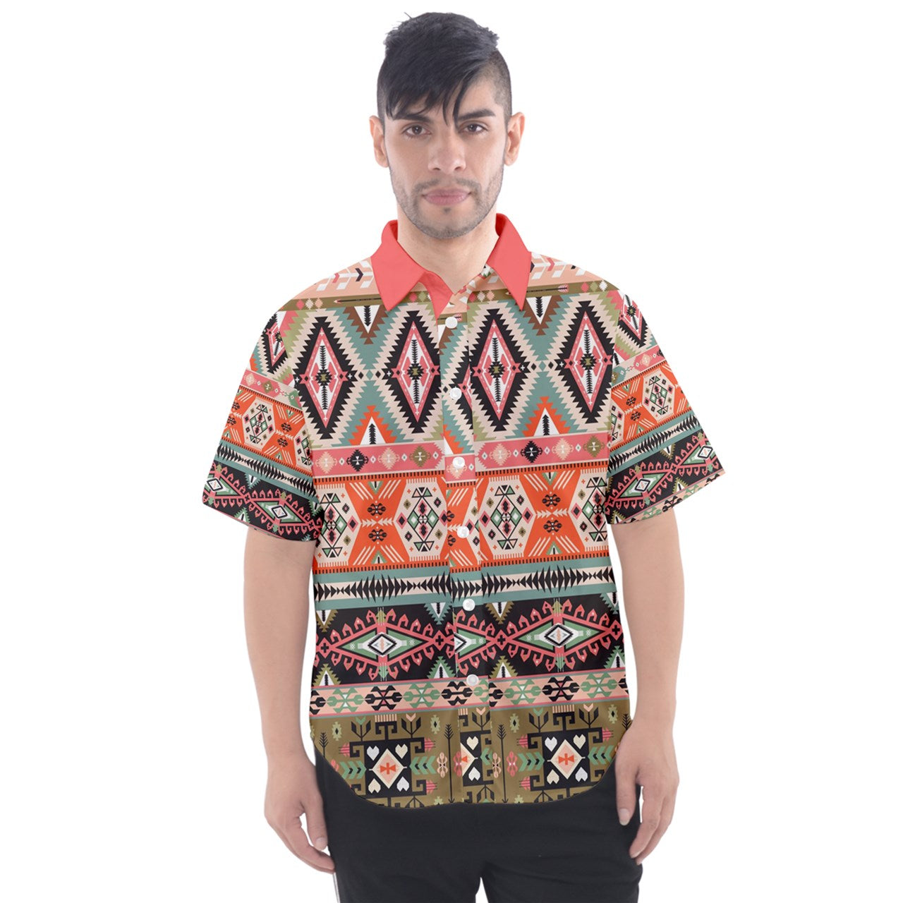 Pink Aztec Men's Short Sleeve Shirt