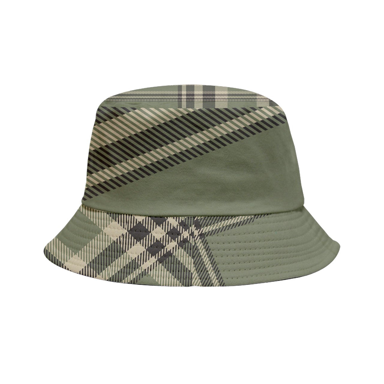Military Green Plaid Inside Out Bucket Hat