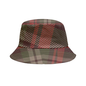 Maroon Plaid Solid Inside Out Bucket Hat