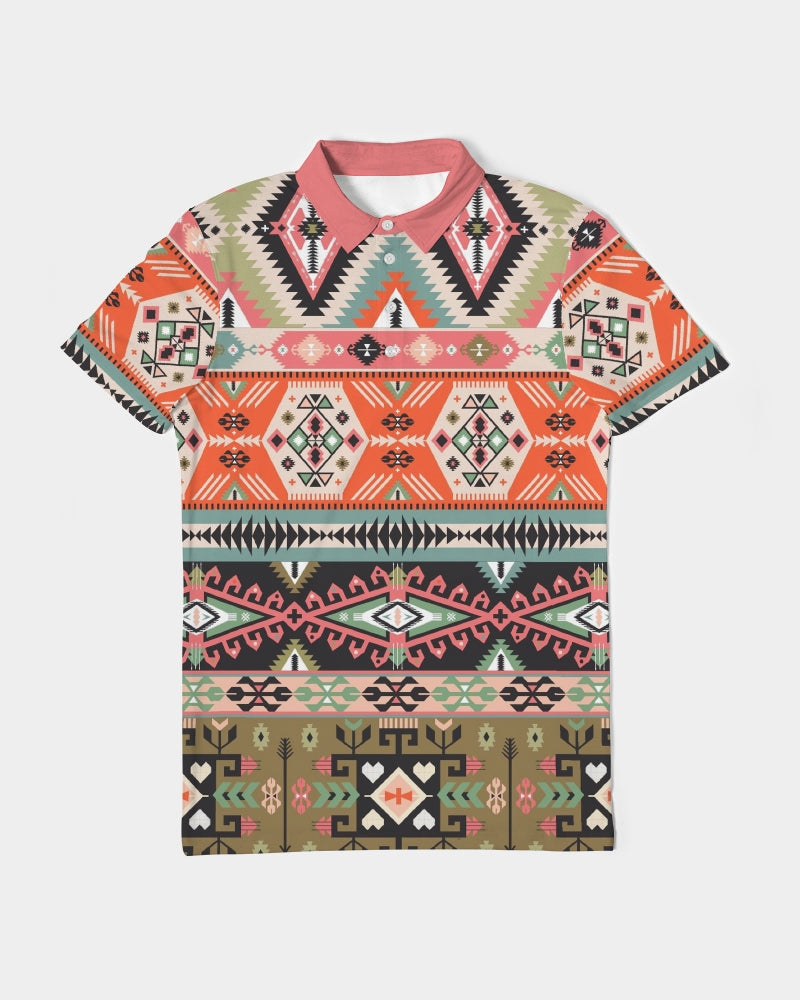 Pink Aztec Men's Slim Fit Short Sleeve Polo