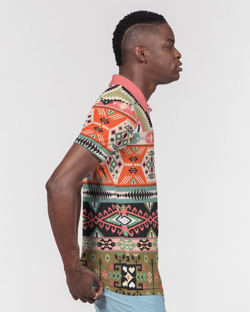 Pink Aztec Men's Slim Fit Short Sleeve Polo