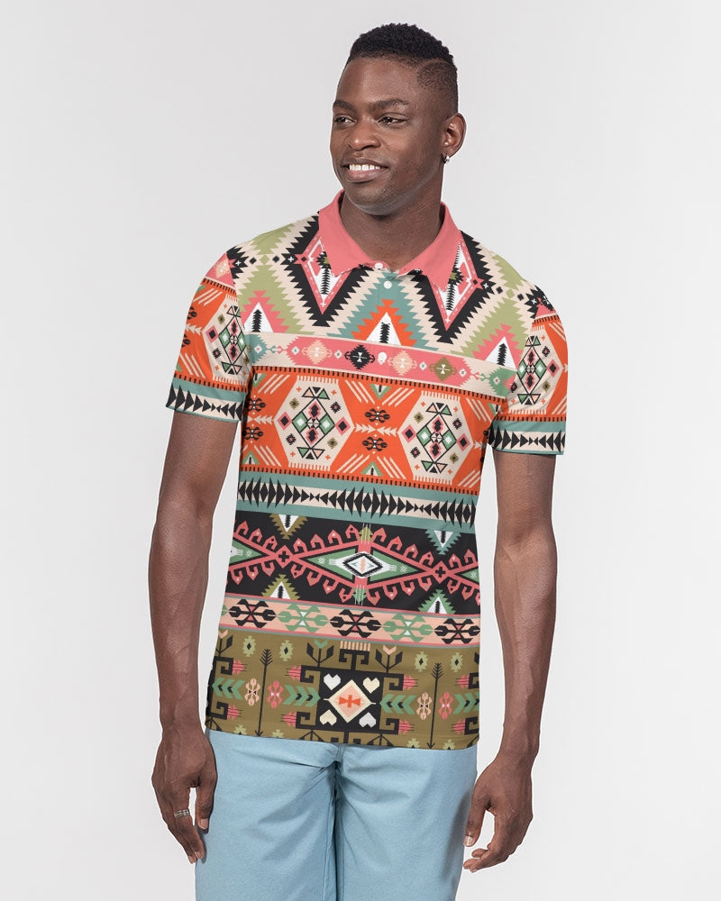 Pink Aztec Men's Slim Fit Short Sleeve Polo