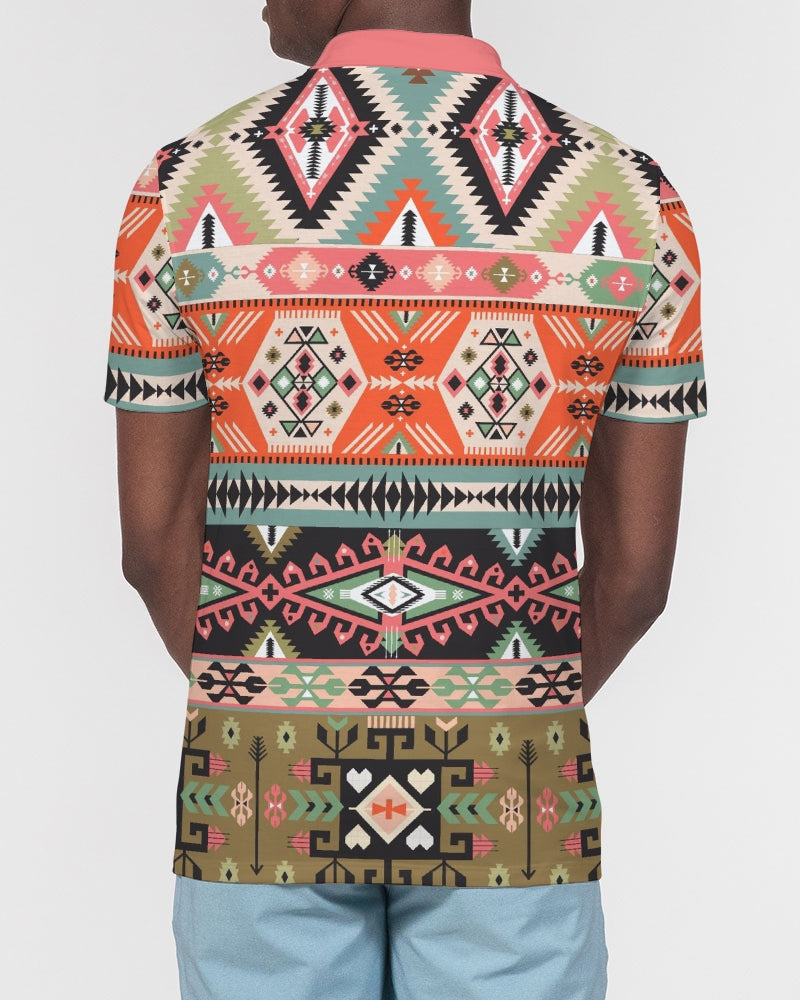 Pink Aztec Men's Slim Fit Short Sleeve Polo