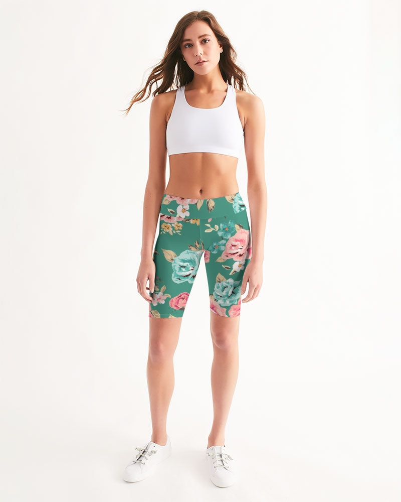 KAVI Floral Mid-Rise Bike Shorts