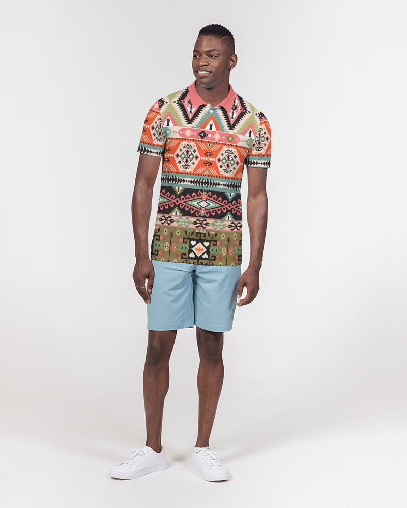 Pink Aztec Men's Slim Fit Short Sleeve Polo